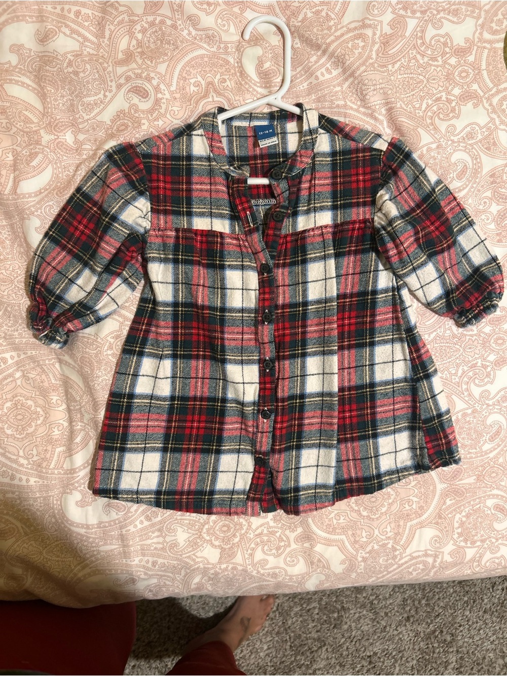 Old Navy Flannel Plaid Button-Front Kids Tunic Size 12-18 months